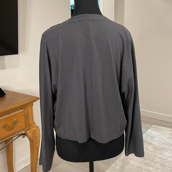 Organic Cotton Charcoal Grey one Button Short Bolero. - Picture 4 of 8